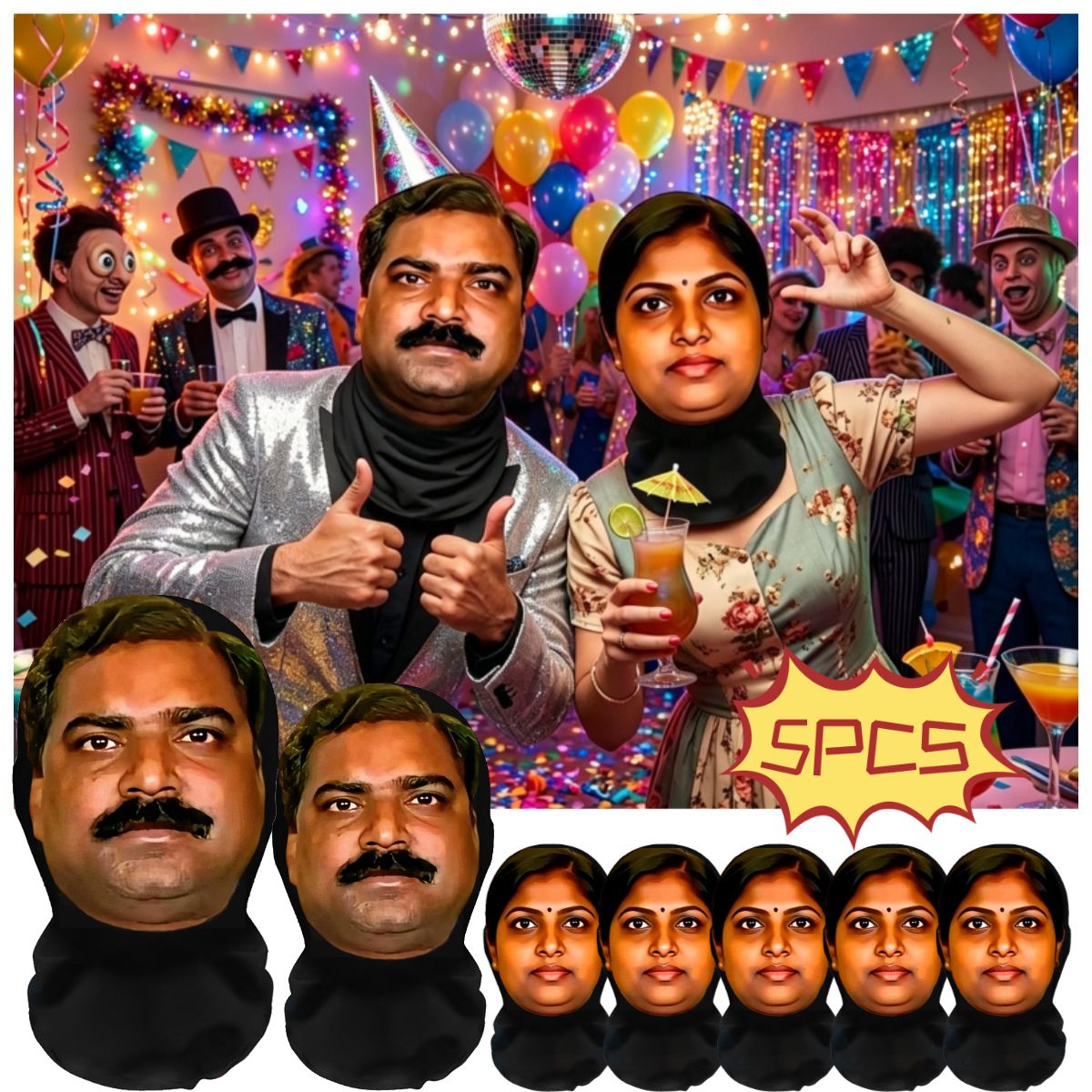 1/2/5PCS Indian-style 3D Party Realistic Mask Headgear, Abstract and Funny Cosplay Mask, Essential Equipment for Going Out MASKS