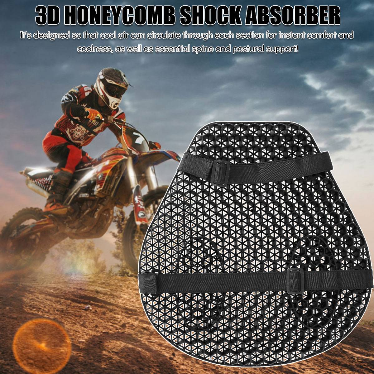 Almofada de Assento de Motocicleta Antiderrapante Estrutura de Malha 3D Respirável Macia e Confortável Proteção Solar Acessórios para Motocicleta