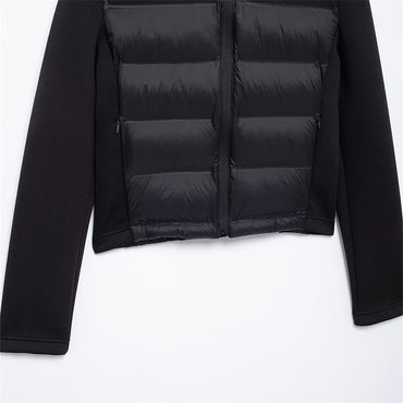 UNIZERA slim fit zipper hooded short warm jacket autumn and winter new product long sleeved solid color women's cotton jacket