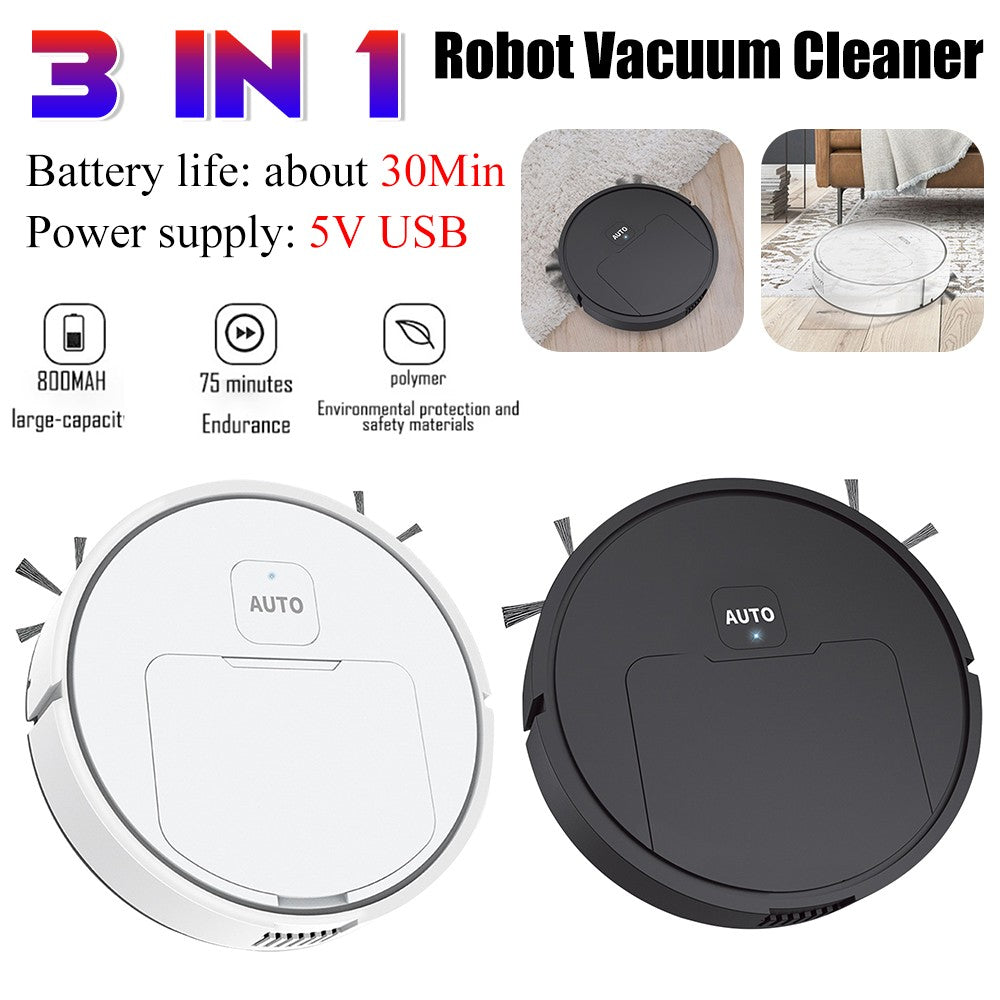 Robotic Vacuum 3-in-1 Cleaner With Integrated Home Sweeping, Mopping Cleaning USB Charging Vacuum Cleaner 1000Pa for Home Floor
