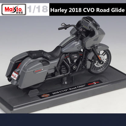 Maisto 1:18 Harley 2018 CVO Road Glide Liga Modelo de Motocicleta Esportiva Metal Moto de Corrida de Rua Modelo de Simulação Presentes Infantis