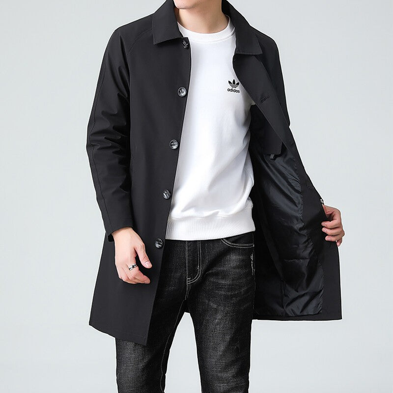 Top Quality Korean New Brand Casual Fashion Long Men Trench Coat  Windbreaker Overcoat Slim Fit Long Jacket Men Clothing