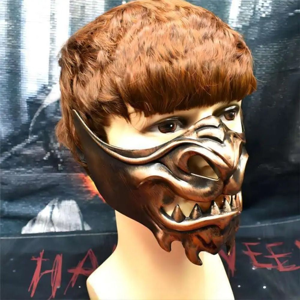 Creative Half Face Cosplay Red Prajna Mask Spooky Funny Samurai Cosplay Mask 3D Masquerade Japanese Mask Toy Children's Toys