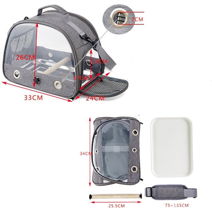 Mochila Transportadora para Papagaio, Mochila para Pássaros com Poleiro, Gaiola Portátil com Janela Lateral Dobrável, para Periquito, Periquito-australiano, Pequenos Animais de Estimação, Gaiola de Viagem