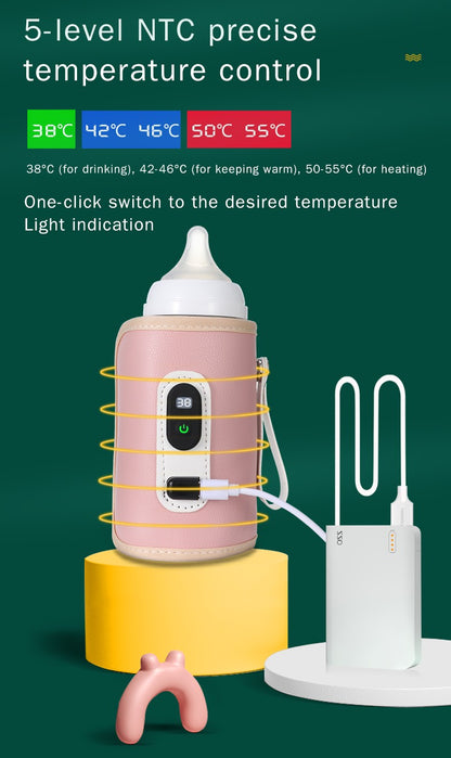 USB Baby Milk Bottle Thermal Bag Universal Digital Display Nursing Bottle Heater Portable Baby Milk Heat Keeper for Traveling
