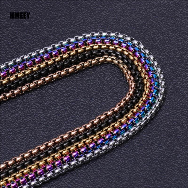 Hmeey Rope Chain Box Necklace Stainless Steel Chains Link Necklaces Pendant DIY Jewelry Never Rub Off 2MM 2.5MM 3MM 4MM