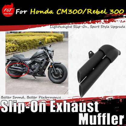 For Honda CM300/Rebel 300 modification parts: stainless steel exhaust tail section, double-tube muffler, rear section