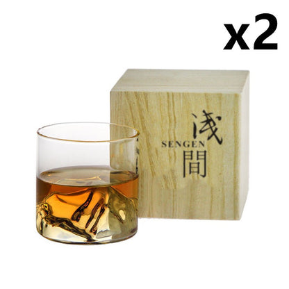 Copo de Uísque Japonês de Gelo para Uísque Puro Copos de Uísque de Montanha 3D Caixa de Presente de Madeira Taça de Conhaque Copo de Vodca Copo de Vinho