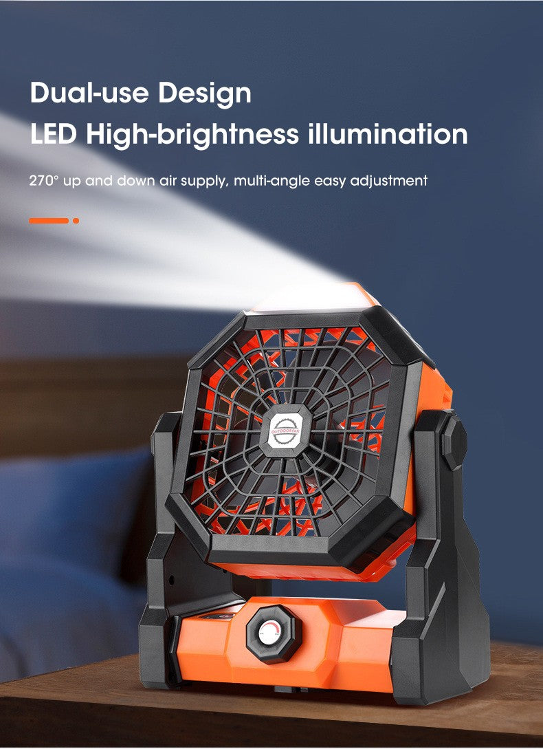 2024 New 7800 mA High-Capacity Portable Fan Rechargeable Desk Camping Fan with LED Light and Hook Outdoor Fan for Tent Car Trip