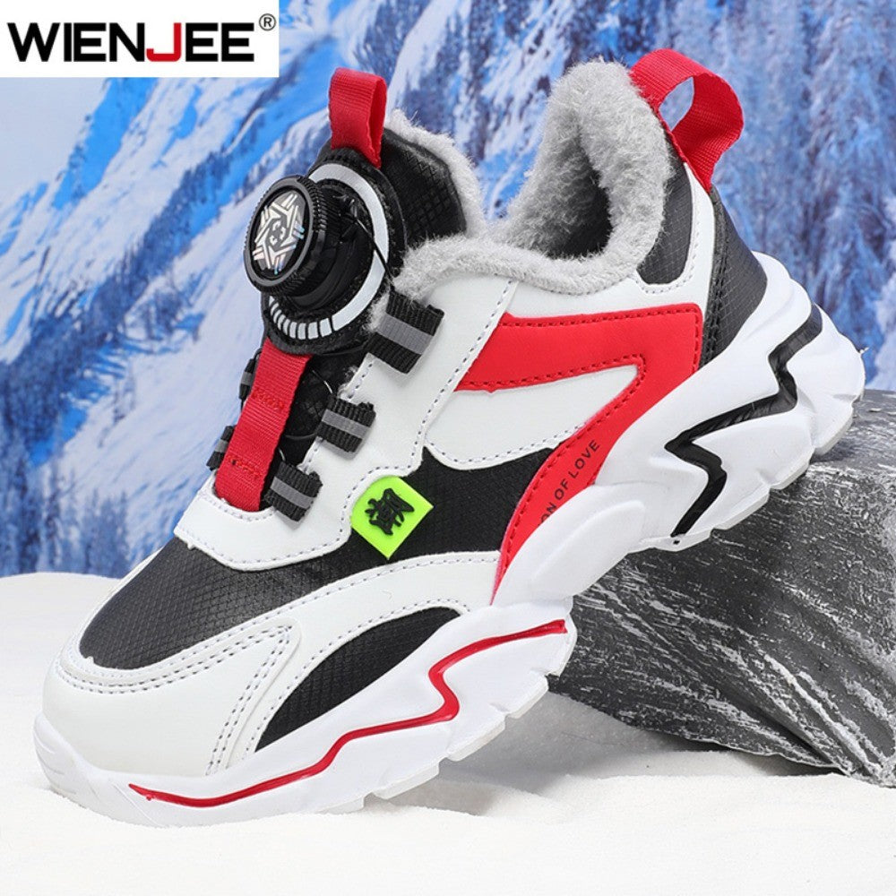 Winter Kids' Cotton Shoes For Boys Warm Plush Anti-slip Children Running Sneakers Outdoor Comfortable Casual Walking Shoes