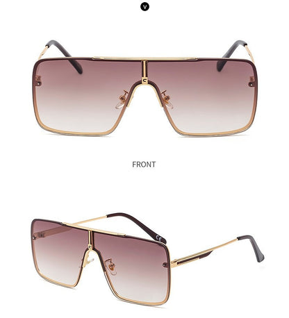 Óculos de sol quadrados oversized para homens, armação grande, 2025, design de marca de luxo, armação de metal, óculos de sol masculinos, óculos retrô