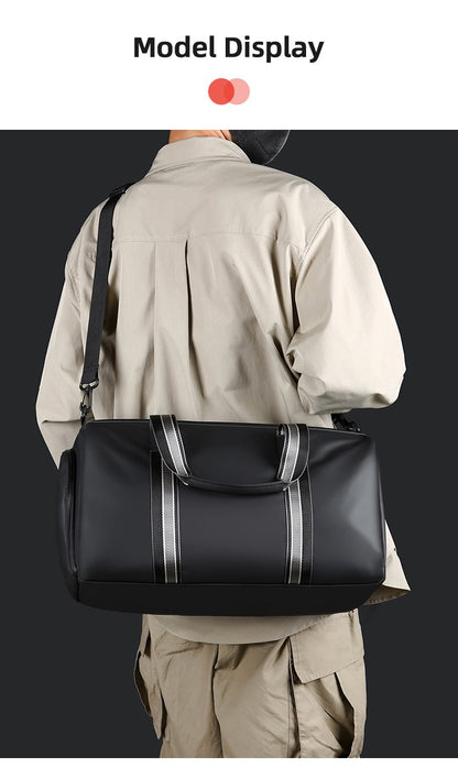 Men's Travel Bag with Wet Dry Separation Pocket Independent Shoe Case Large Capacity Gym Bag for Exercise Trip Motorbike Travel