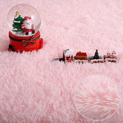 100/120/140/160 Round Rug Fluffy Soft Area Rugs for Kids Girls Room Princess Castle Plush Shag Carpet Cute Circle Bedroom Decor