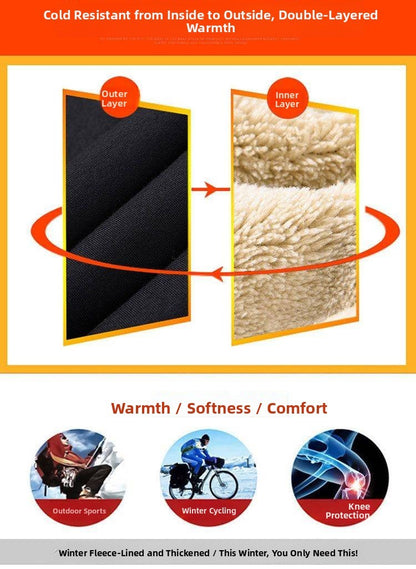 Men's Winter Thiened Fce Lined down Cotton Pants Casual Spor Long Trousers Loose Fit Warm Outerwear for Autumn And Winter