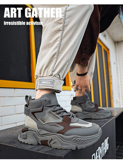 Fashion Thick Soled Men's Sneakers Height Increasing Shoes Casual Sports Shoes Versatile Men's Shoes Platform Skateboard Shoes