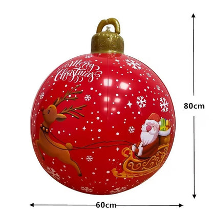 32 Inch Giant PVC Inflatable Christmas Ball Ornaments Outdoor Large Xmas Blow Ball Decorations for Christmas Party Ornaments
