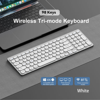 98-Key Ultra-Thin Aluminum Silent Keyboard with Scissor-Switch, Tri-Mode BT/2.4G/Type-C Connectivity&Ergonomic Design for Typing