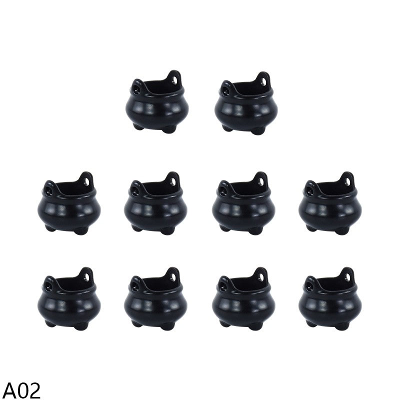 10pcs Halloween Witch Hat Decorations Miniature Hats Cauldron Pots Kettle Ornament Halloween Party Home Decoration DIY Crafts