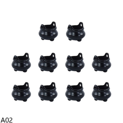 10pcs Halloween Witch Hat Decorations Miniature Hats Cauldron Pots Kettle Ornament Halloween Party Home Decoration DIY Crafts