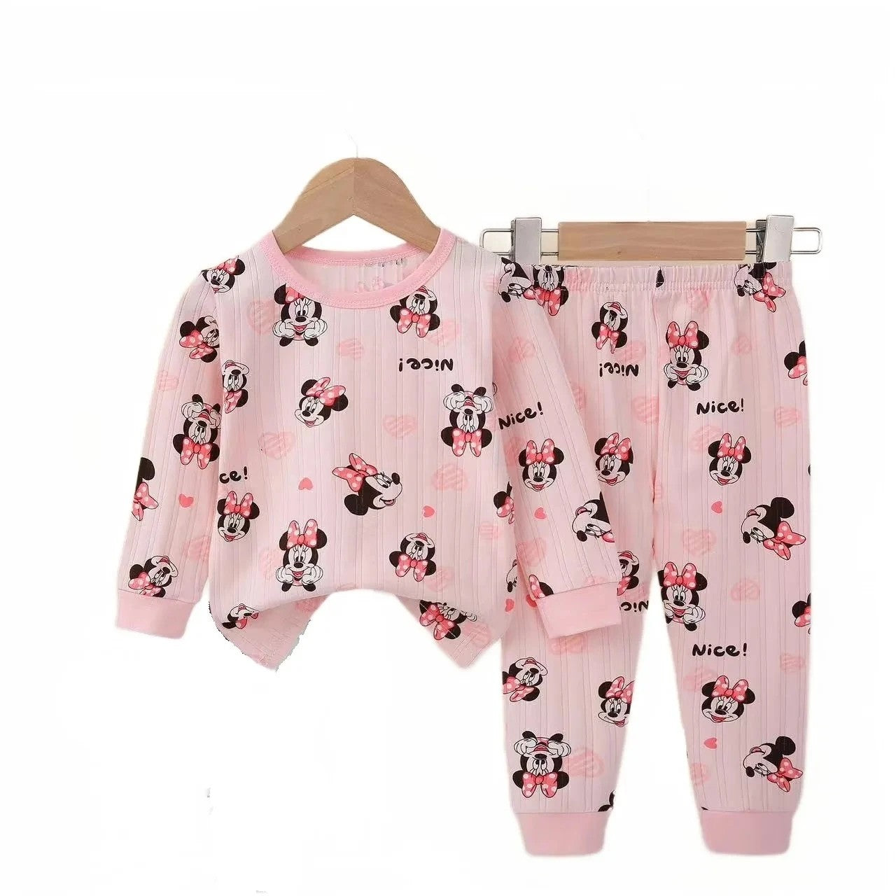 Cute Minnie Little Girl's Set 2024 Children's Cartoon baby girls clothes Spring Baby boys clothes Toddler Print kids clothes Set