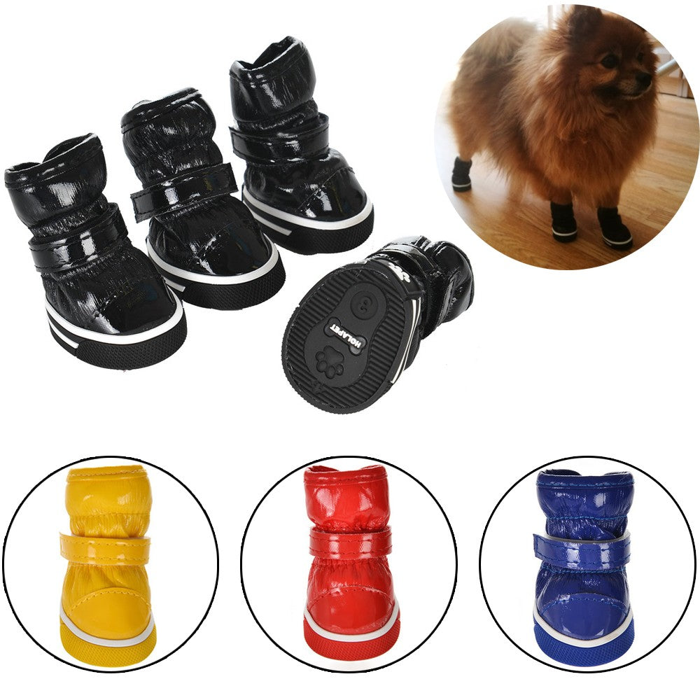 4 unidades/conjunto de sapatos de inverno para cães, botas de neve quentes com forro de lã, sapatos à prova d'água para filhotes de gato, acessórios para cães chihuahua e yorkie