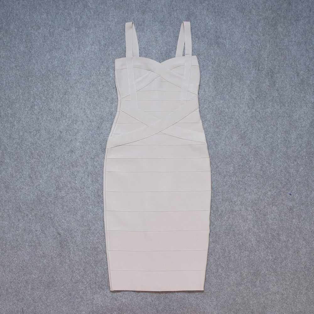 BEAUKEY Sexy Vintage Quality Evening Yellow Bandage Dress 2023 Women Summer Blue