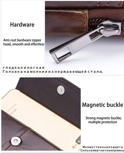 BULLCAPTAIN  MEN'S Leather BELT WAIST Bag Military Fanny PACK Molle Small Money Phone WAIST PACK Bum Pouch PURSE