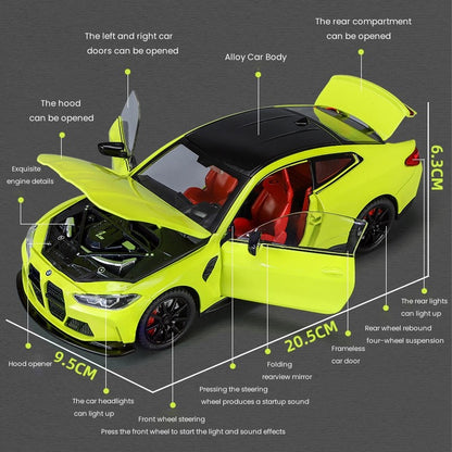 1:24 BMW THE M4 IM Liga Minicarro de Metal Fundido Escala Modelo de Carro Som?Luz Simulação Coleção Brinquedo Infantil Veículo Presente