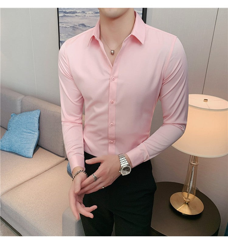 Plus Size S-7XL High Quality Men Dress Shirt 2024 Autumn Long Sleeve Solid Business Slim Shirts Homme Dress Social Casual Shirt