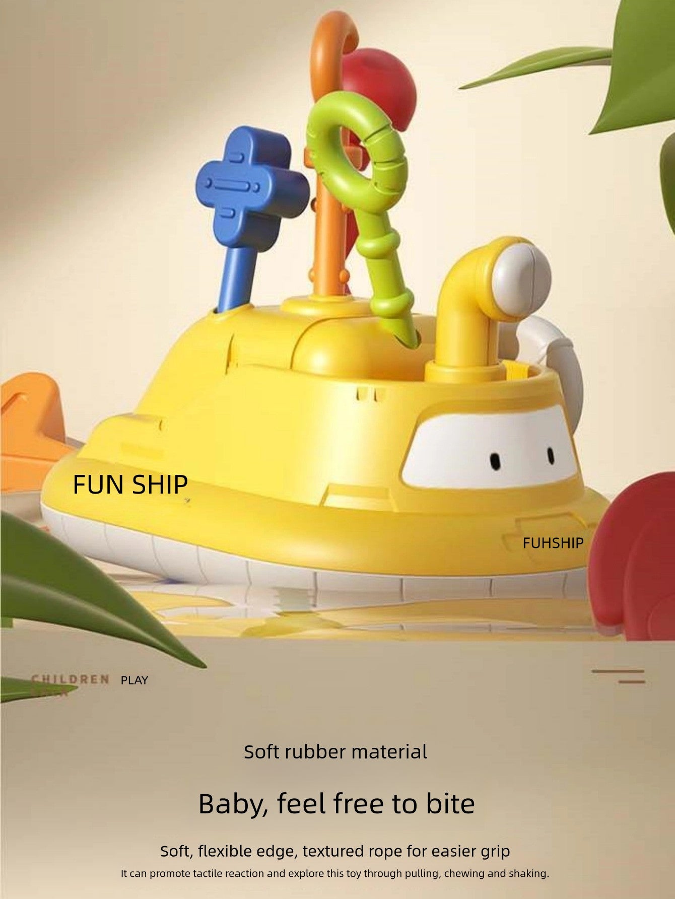 1-3Year Babies Random color matching  Sensory Montessori Toys Silicone Pull String Toy for 0 12 Months Teething Small boat desig