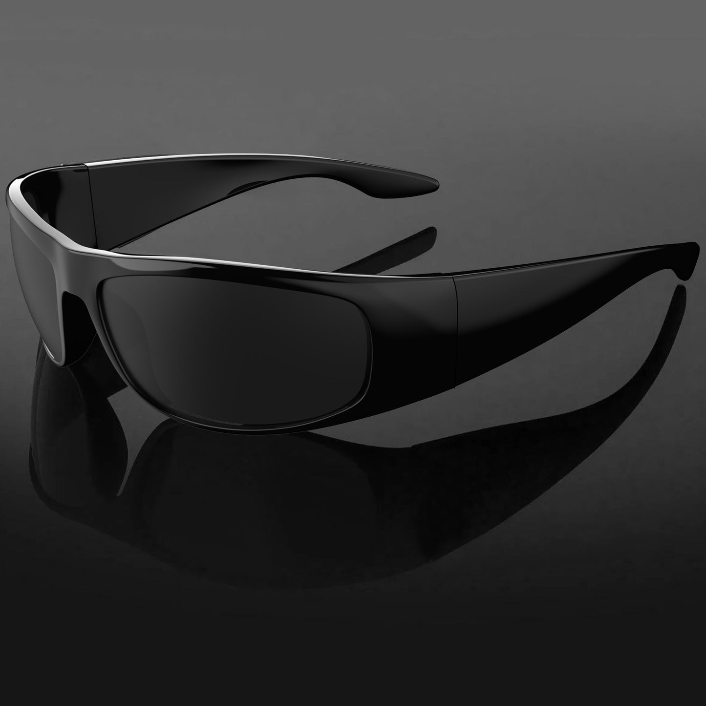 Dark Sunglasses for Men Wrap Around Sunglasses for Big Heads Men UV400 Protection glasses W8005