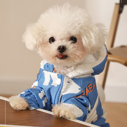 Roupa de algodão para cães de outono e inverno, à prova de respingos, quente, de quatro patas, para filhotes, roupa impermeável para animais de estimação, Teddy Puppy