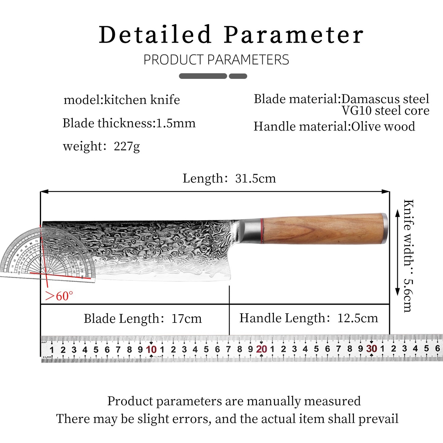 Faca de Chef Aço Damasco 67 Camadas Lâmina VG10 Cabo de Madeira Cutelo para Carne Legumes Faca de Cozinha Japonesa Nakiri Messer