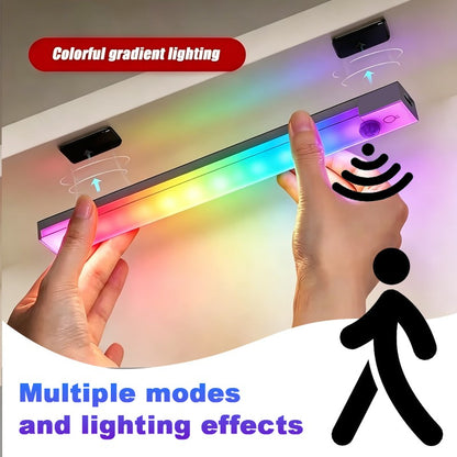 RGB Cabinet Light USB Type-C Rechargeable Light Motion Sensor Led Lamp for Kitchen Wardrobe Cabinet Lighting
