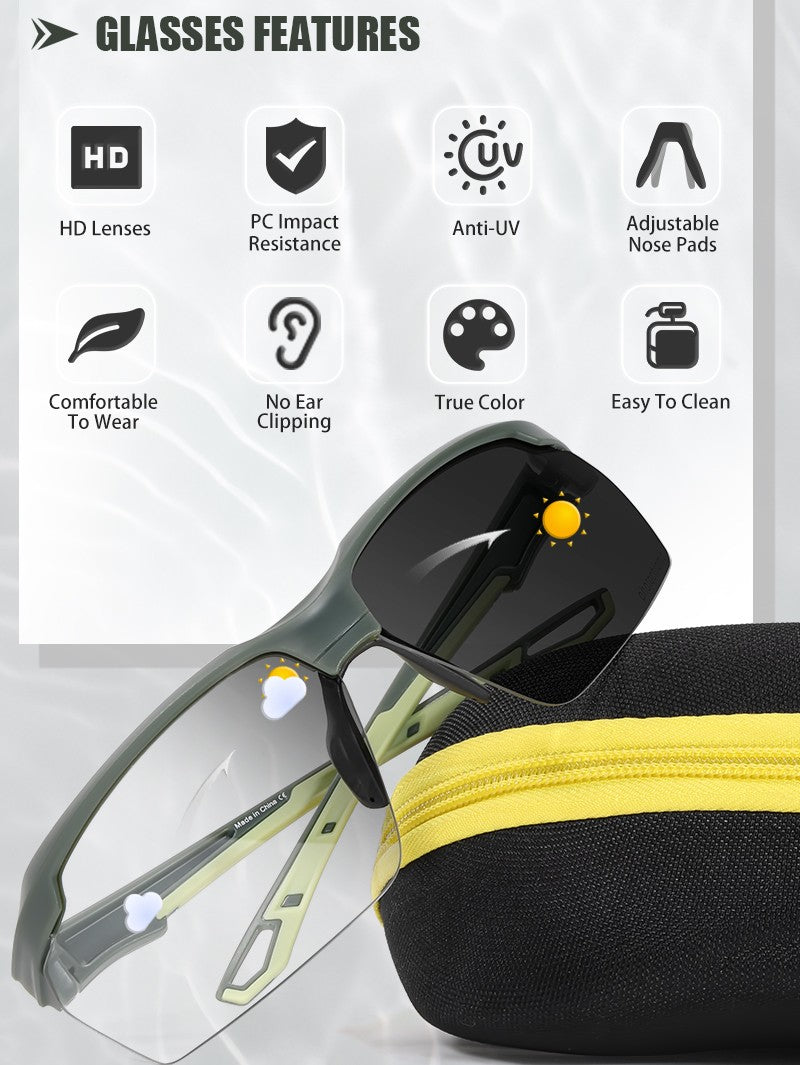 SCVCN Photochromic Cycling Sunglasses Bike Glasses Mountain Bicycle Hiking Golf UV400 Sports Glasses for Men Women Baseball