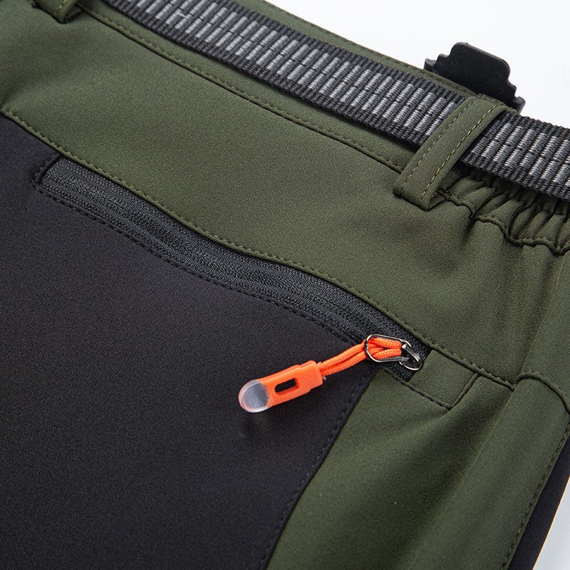 LNGXO Thick Warm Fleece Hiking Pants Men Winter Waterproof Windproof Outdoor Soft Shell Rain Trousers Trekking Camping Ski Pants