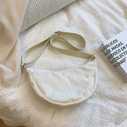 Solid Color Corduroy Women's Hobos Shoulder Bag Retro Casual Female Crossbody Bags Ladies Daily Travel Handbags Messenger Bag