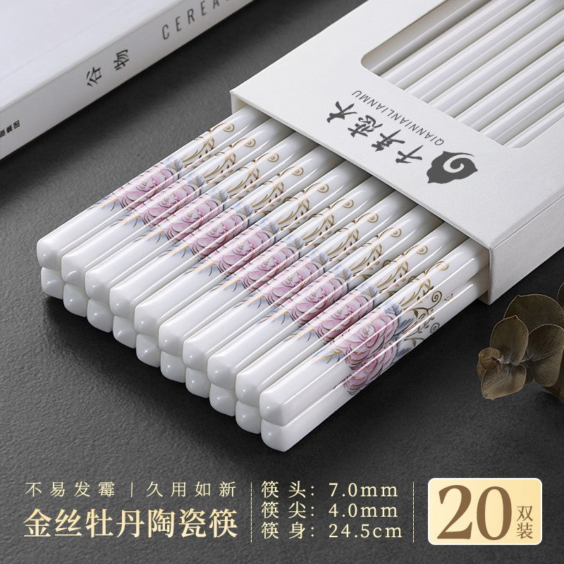 Novo conjunto de hashis de cerâmica à prova de quedas, antiderrapante, de grau alimentício, resistente à umidade, de alta temperatura, talheres chineses, hashis de sushi