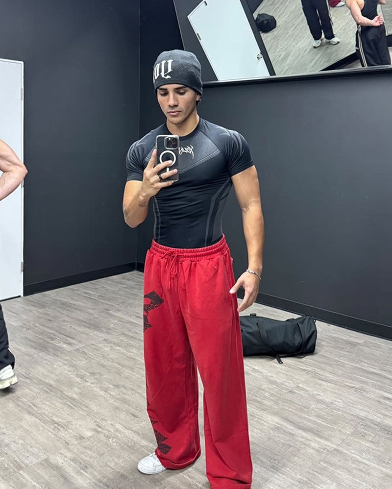 New YOUNG LA Men's Fitness Sports T-shirt Tights Men High Elastic Training Clothing Short Sleeve Tops Fitness Thirts For Men