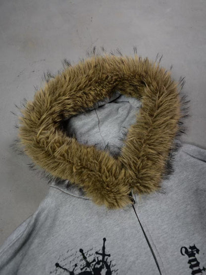 Autumn and winter fashion figure pattern wing letter fleece men hoodie American street hip-hop clothing couple casual sportswear