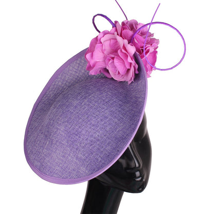 Lindo Vestido Formal de Casamento Chapéu Fedora Feminino Grande Derby Casquete de Flor da Moda Fascinator Chapéu Feito à Mão Ocasião Chapelaria