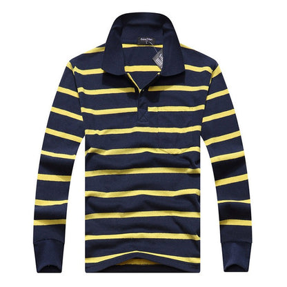 Cotton Polos Men Long Sleeve Mens Polo Shirt Spring Autumn Striped Male Polo Dress Classic Business 2018 Father Gift Drop Ship