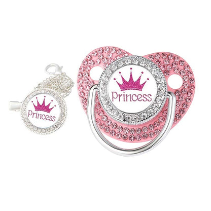 Sparkle Crown Pacifier Clip Chain Set Baby Shower Gift Silicone Newborn Dummy BPA Free Toddler Teether Baby Soother Nipple