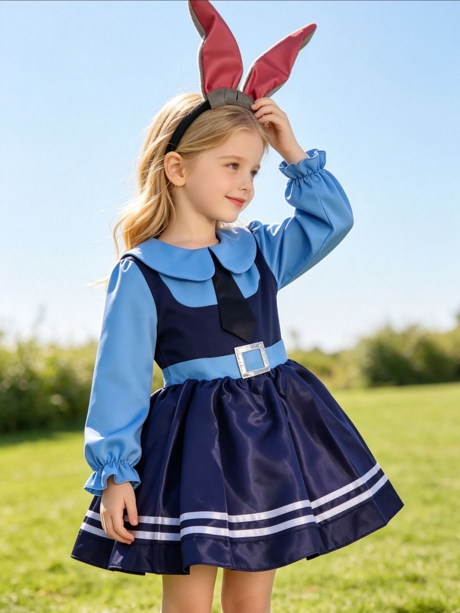 Kids Anime Rabbit Ear Cosplay Dress Costume Set