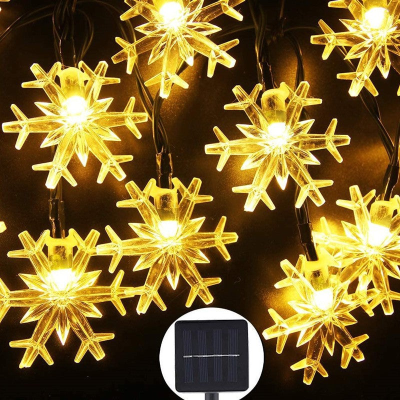 12m Solar Snowflake LED String Lights Fairy Lights Garland Outdoor New Year Christmas Tree Home Garden Decorations Lamp