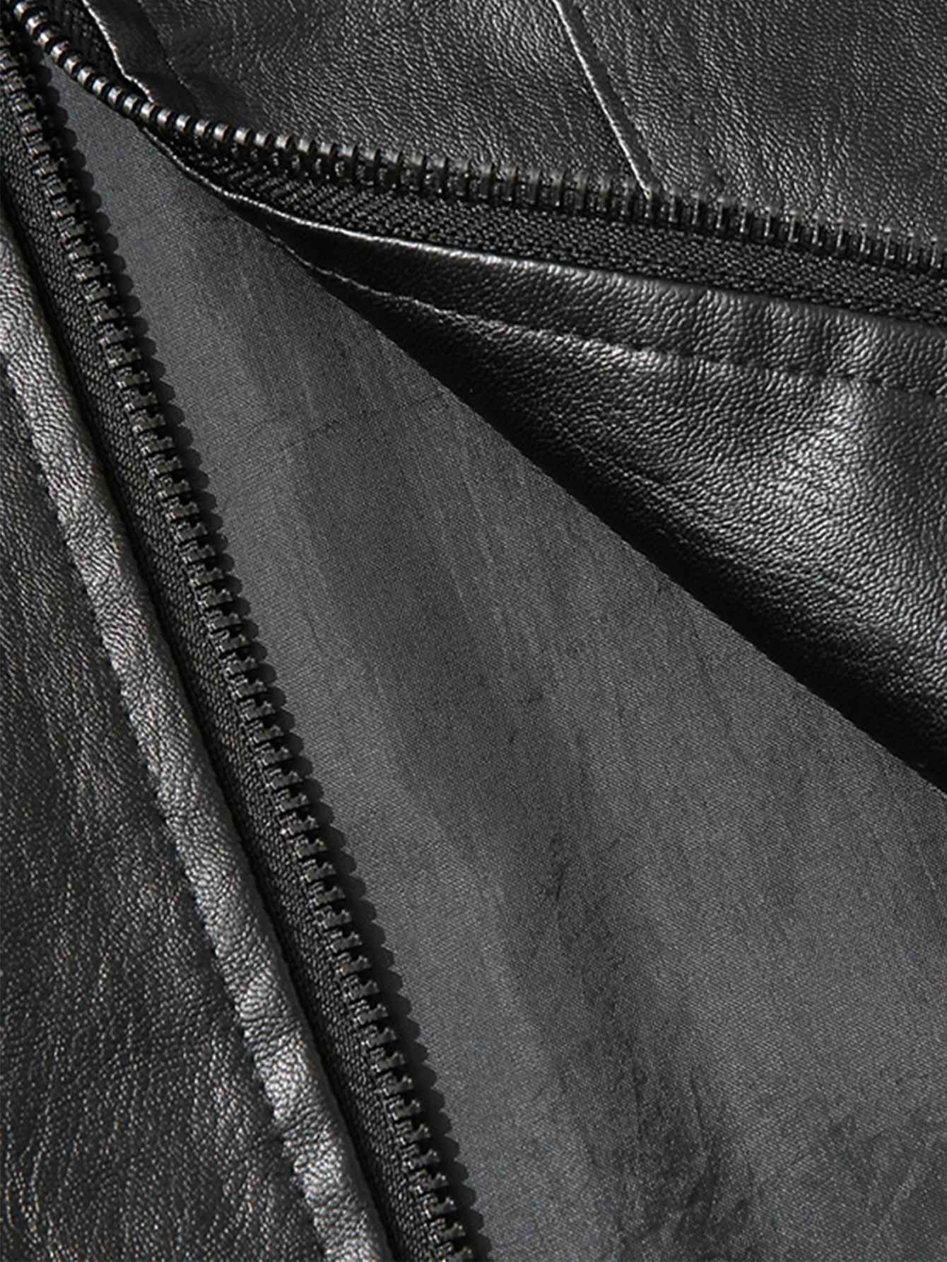 Men's Large Leather Jacket Fashion Collar PU Leather Motorcycle Slimming Cycling Coat New Men Waterproof Leather Jacket