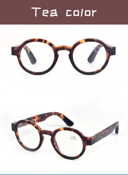 Guanhao Brand Men Reading Glasses Vintage Round Frame Clear Elderly Glasses Thick Frame Large Frame Women's Presbyopia Glasses