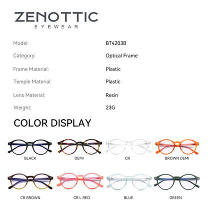 Óculos de Leitura Retrô ZENOTTIC 2025 Antiluz Azul Para Leitura Moda Leve Óculos Feminino Masculino Dioptria 0 a 4.0