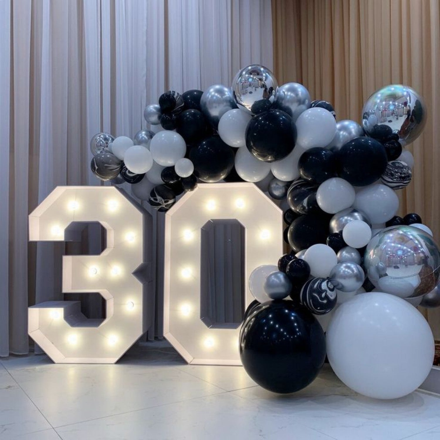 1/2 Pc 73cm/28.7inch Light Up Digital Marquee Frame White Lights KT Board Number 0-9 KT Board With Bracket Party Decorative