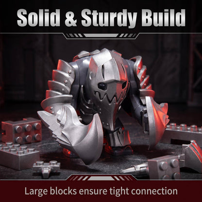 Medieval Cave Troll Building Blocks Weathered Rust Armor Rich Accessories Large Posable Brick Figure Fantasy Collectible Toy